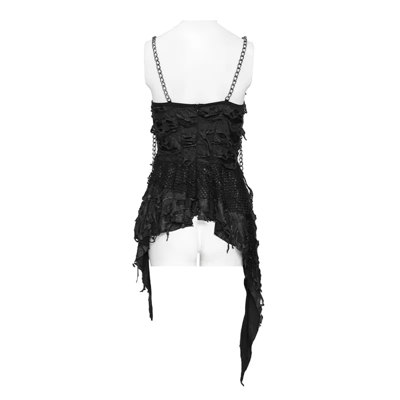 Punk-Tanktop für Damen mit Used-Look, Ketten und asymmetrischem Design