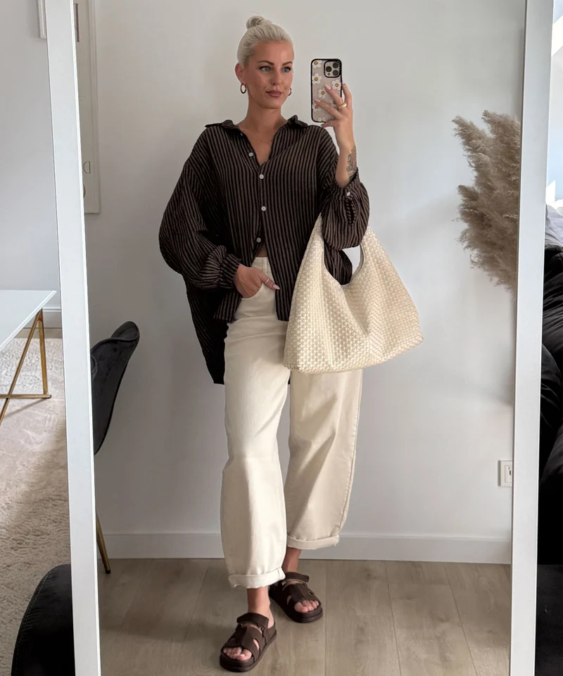 Musselin Bluse Laya Streifen Braun