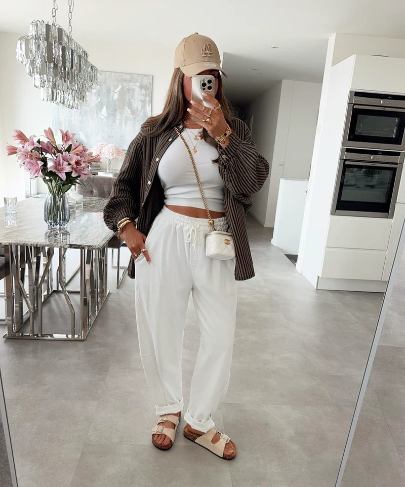 Musselin Bluse Laya Streifen Braun