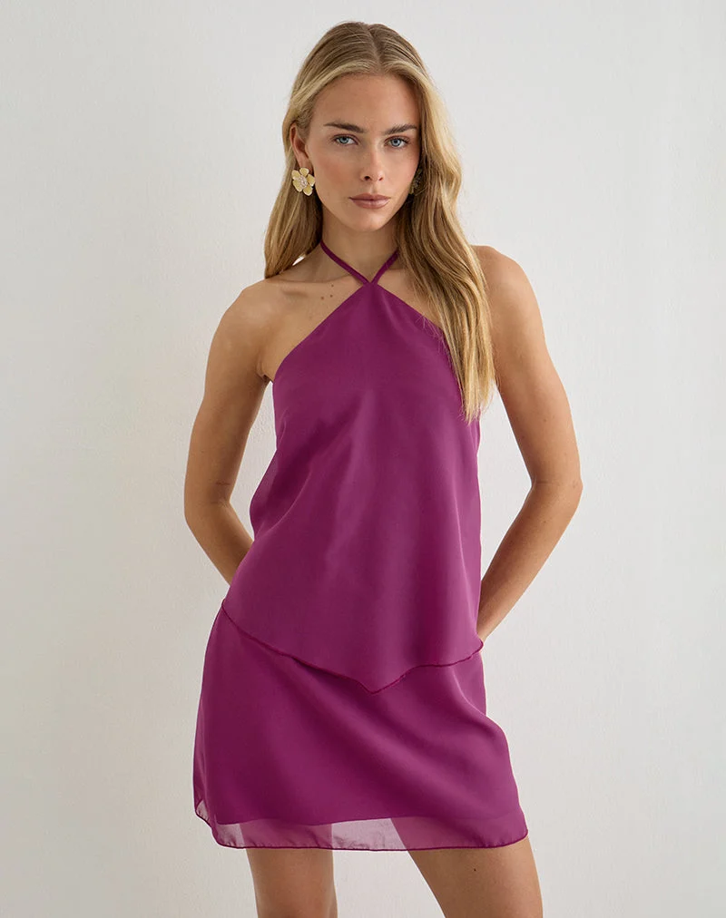 Milaya Minikleid aus Chiffon in der Farbe „Berry“
