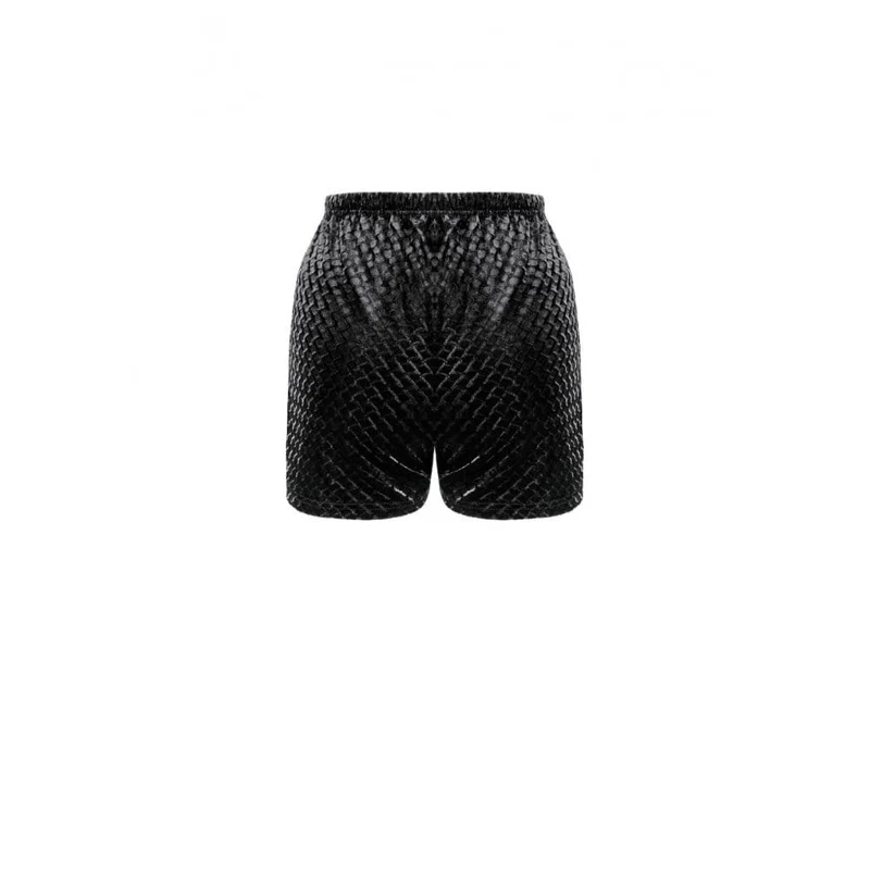 Gothic-Shorts für Damen aus Samt mit floralem Spitzen-Patchwork und Prägung