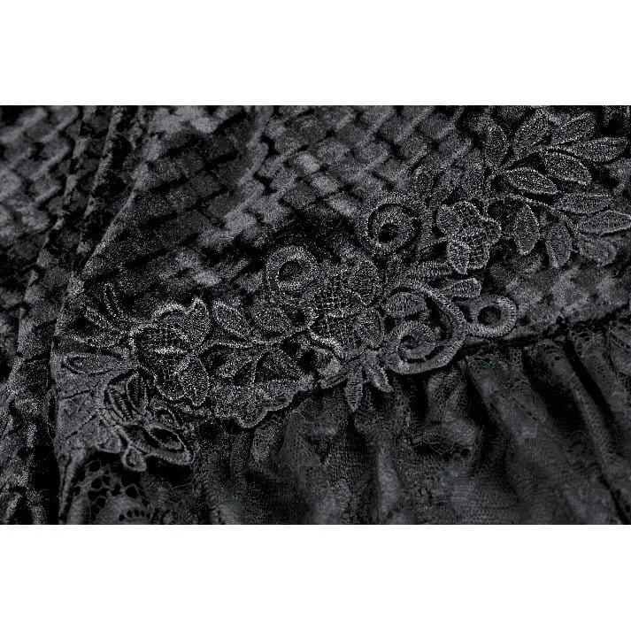 Gothic-Shorts für Damen aus Samt mit floralem Spitzen-Patchwork und Prägung
