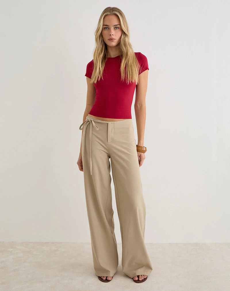 Hose „Diomira“ in Beige mit Bindeband