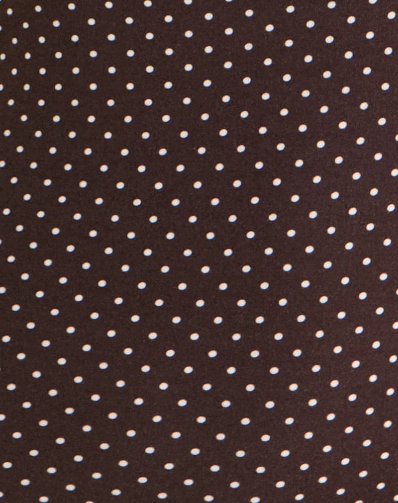 Yoi-Top in Braun mit Mikro-Polka-Print