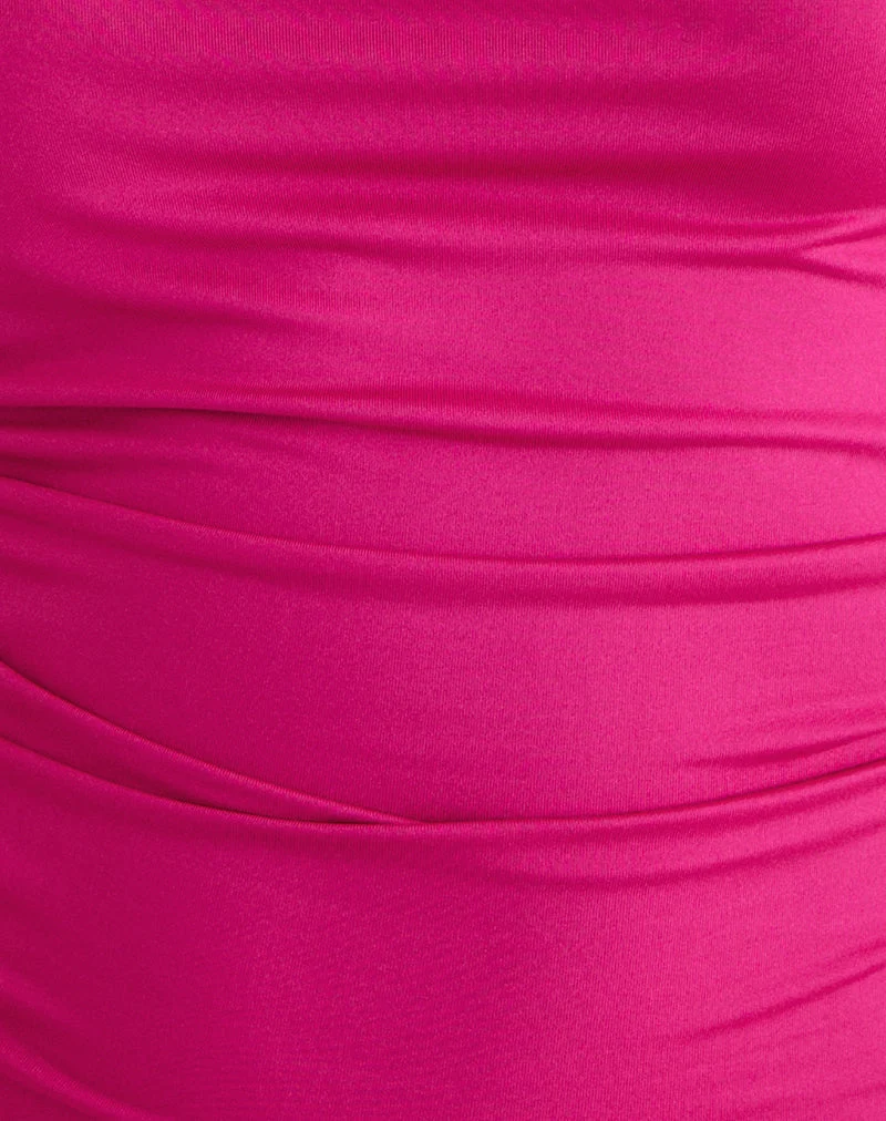Hezlin-Träger-Top aus Milchseide in Hot Pink