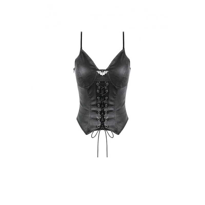 Punk-Crop-Top mit Fledermaus-Dekor und Schnürung für Damen