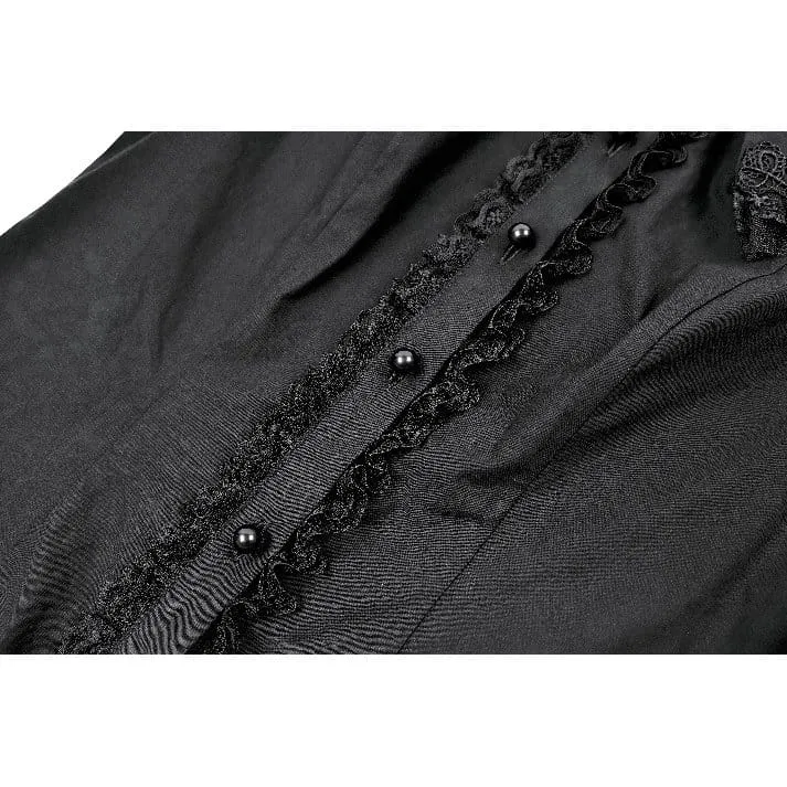 Gothic-Bluse für Damen mit Rüschen, Peter-Pan-Kragen, Puffärmeln und kurzen Ärmeln