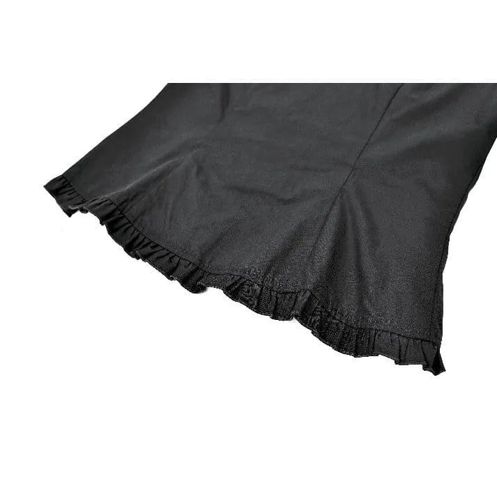 Gothic-Bluse für Damen mit Rüschen, Peter-Pan-Kragen, Puffärmeln und kurzen Ärmeln