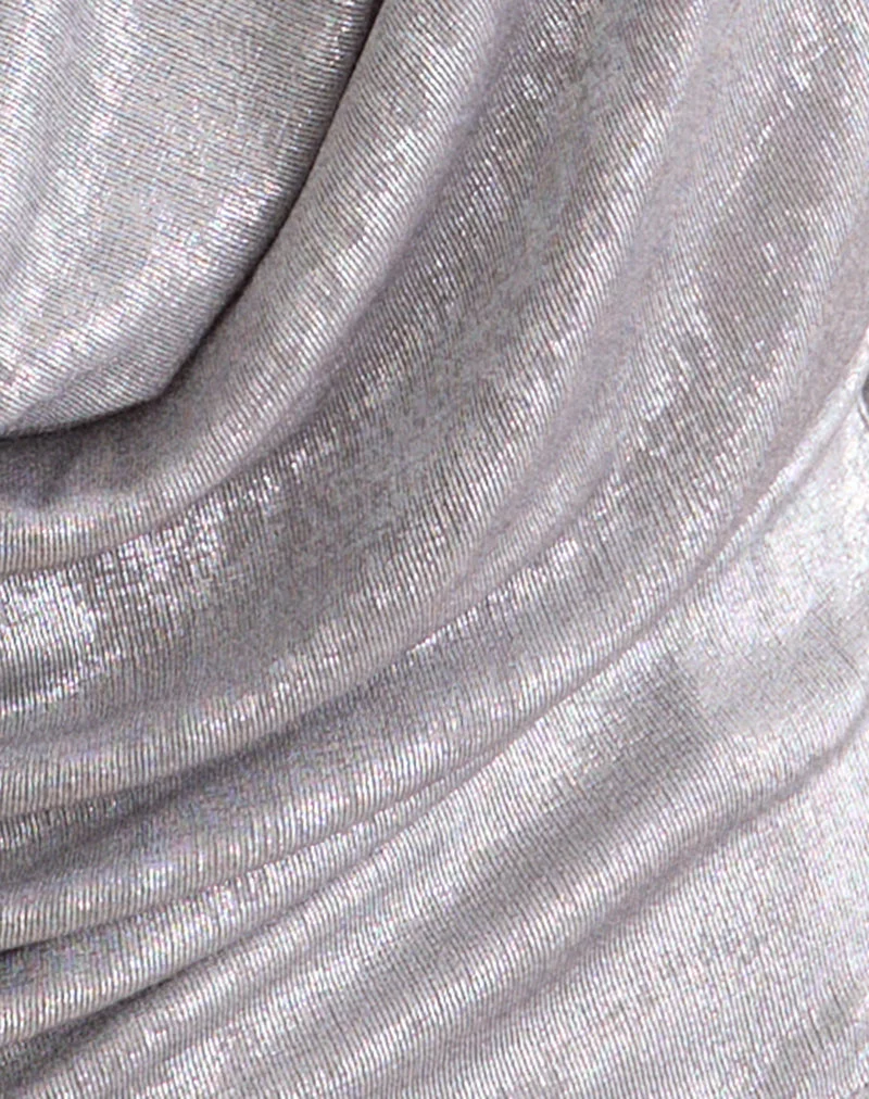 Danuja Cowl-Top in Metallic-Slinky-Silber