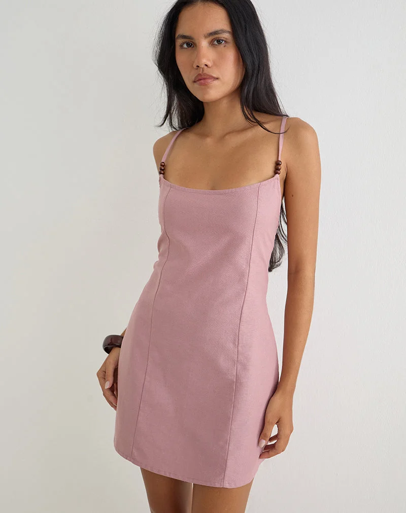 Ambra Scoop Minikleid aus Leinen in der Farbe „Dusty Rose“