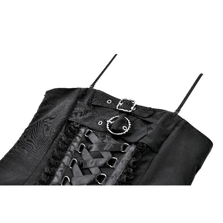 Gothic-Schnürkleid mit Schnallenriemen für Damen, Abschlusskleid