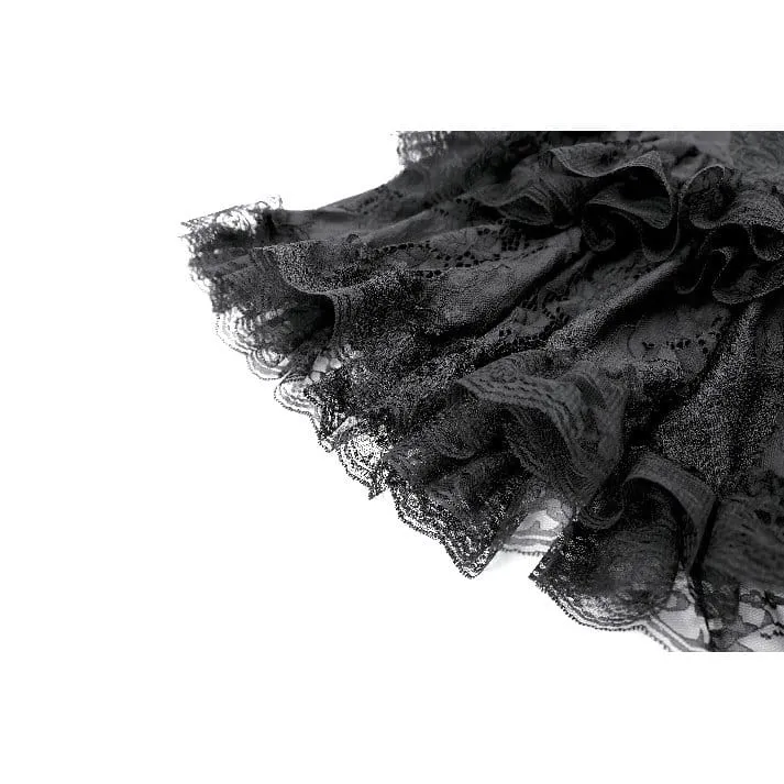 Gothic-Minirock für Damen mit Spitzenapplikationen, Rüschen und hohem Bund