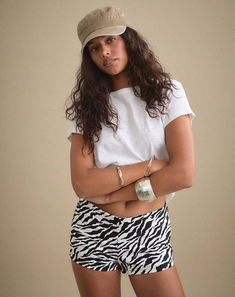 Falon-Shorts aus schwarzem Zebra-Twill im 90er-Jahre-Stil