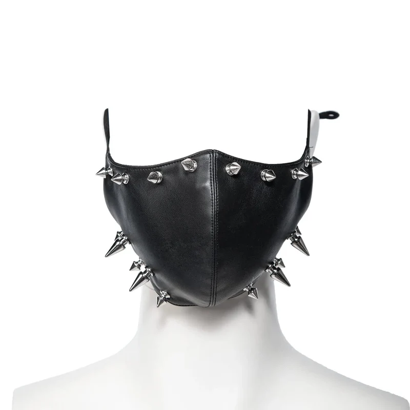 Damen-Maske aus Kunstleder mit Punk-Nieten