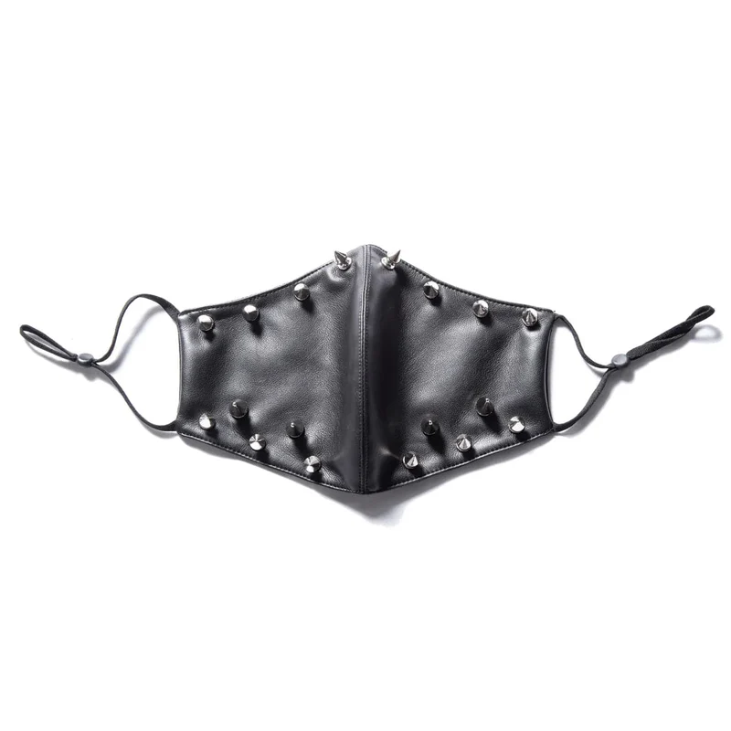 Damen-Maske aus Kunstleder mit Punk-Nieten