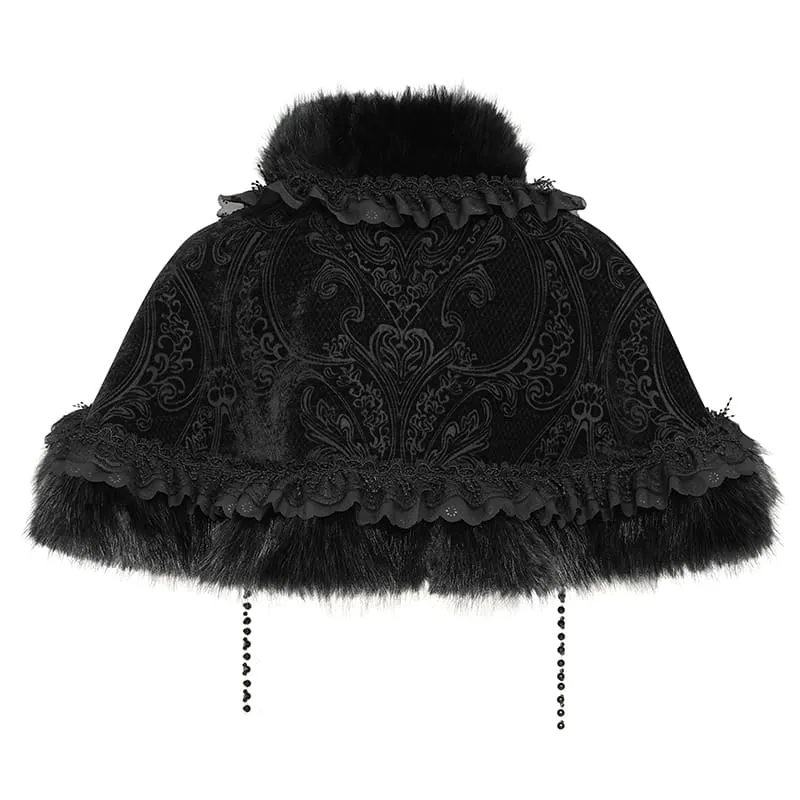 Gothic-Jacquard-Umhang für Damen mit Rosenperlen