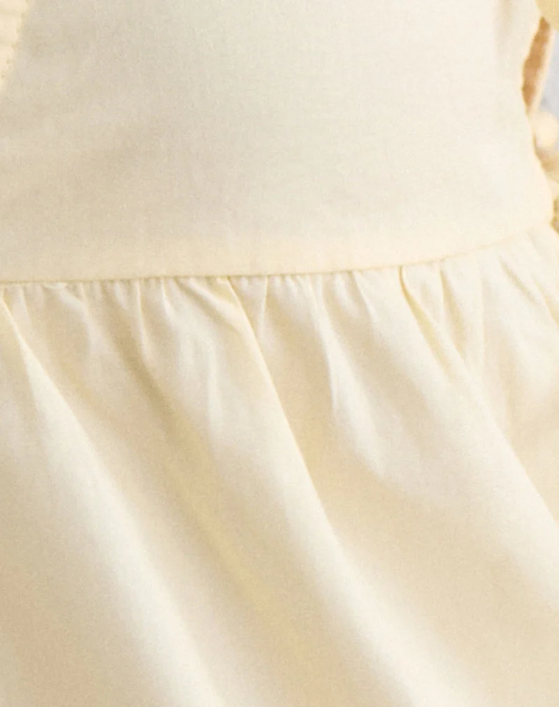 Fahwa-Bluse mit seitlichem Bindeband aus Popeline in der Farbe „Buttermilk“