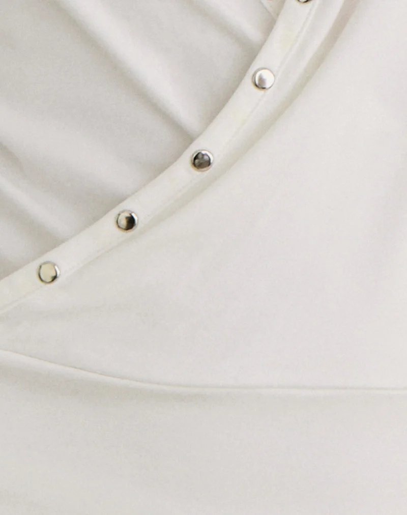 Kalei Cami-Top aus Rayon-Jersey in Off-White mit Nieten