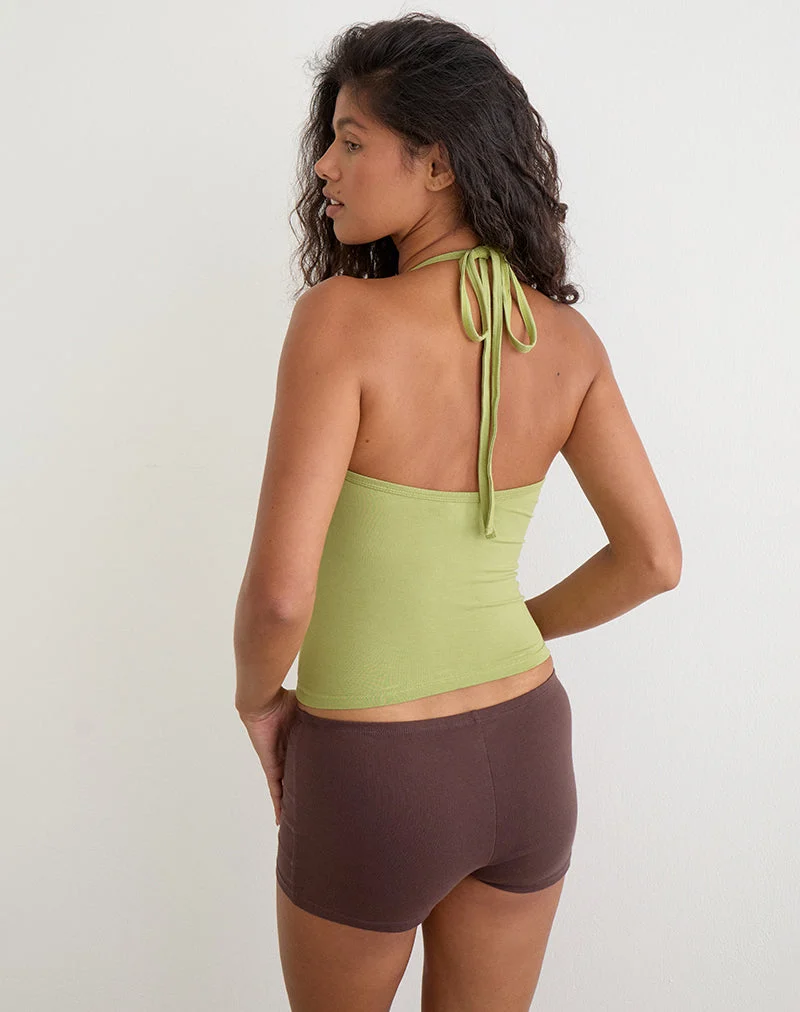 Mayoti-Top aus Rayon-Jersey in Apfelgrün mit Nieten