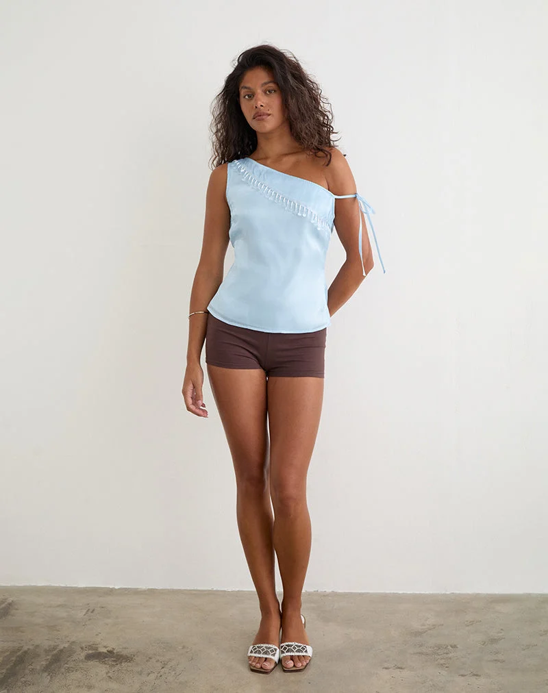 Dalvia-Oberteil aus Satin-Organza in Hellblau