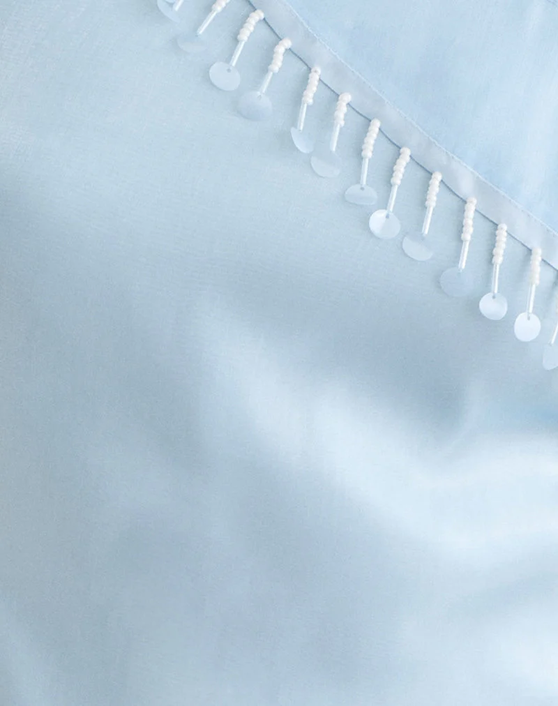 Dalvia-Oberteil aus Satin-Organza in Hellblau