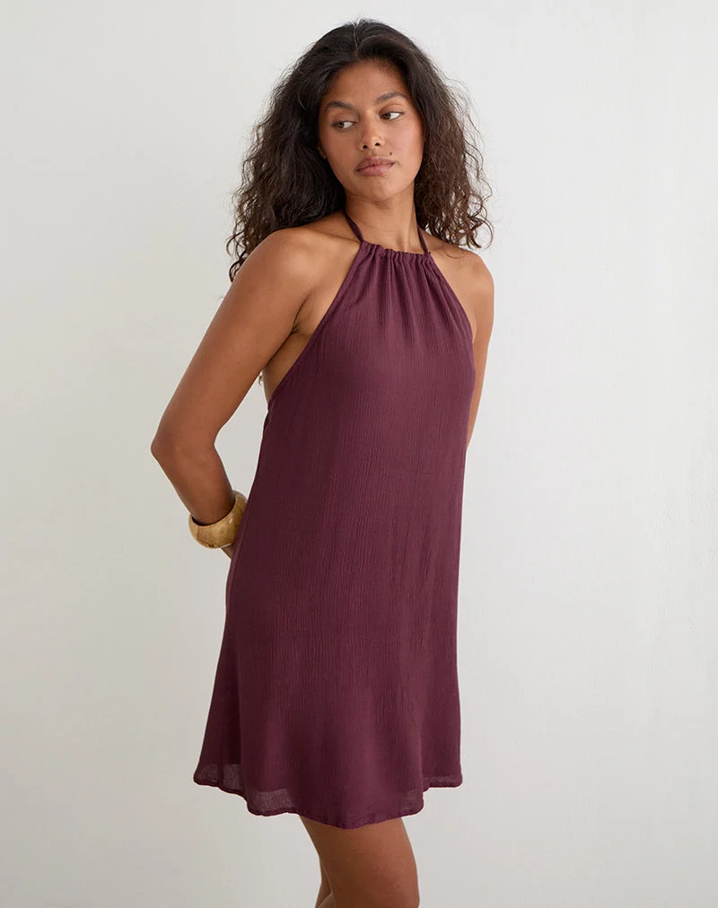 Sonnet-Minikleid in Crinkle Plum