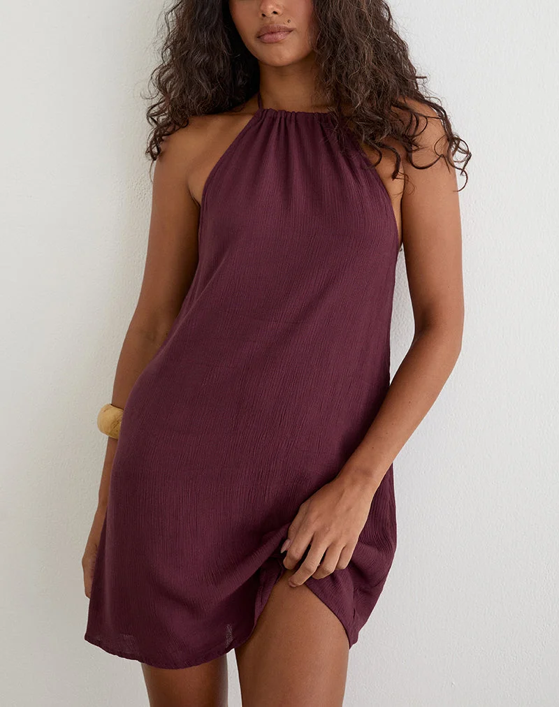 Sonnet-Minikleid in Crinkle Plum