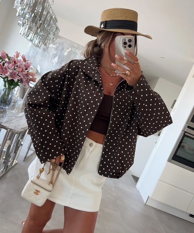 Polka Dots Jacke Pia Braun