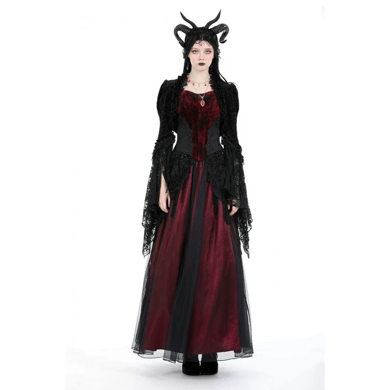 Gothic-Umhang aus Samt mit Puffärmeln und Rüschen für Damen