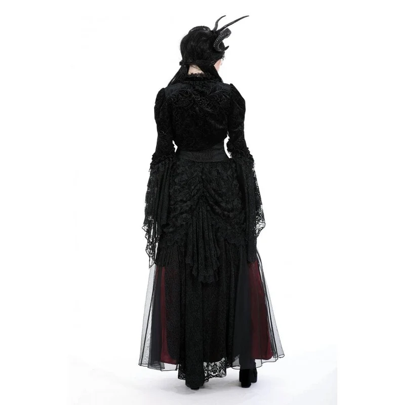 Gothic-Umhang aus Samt mit Puffärmeln und Rüschen für Damen