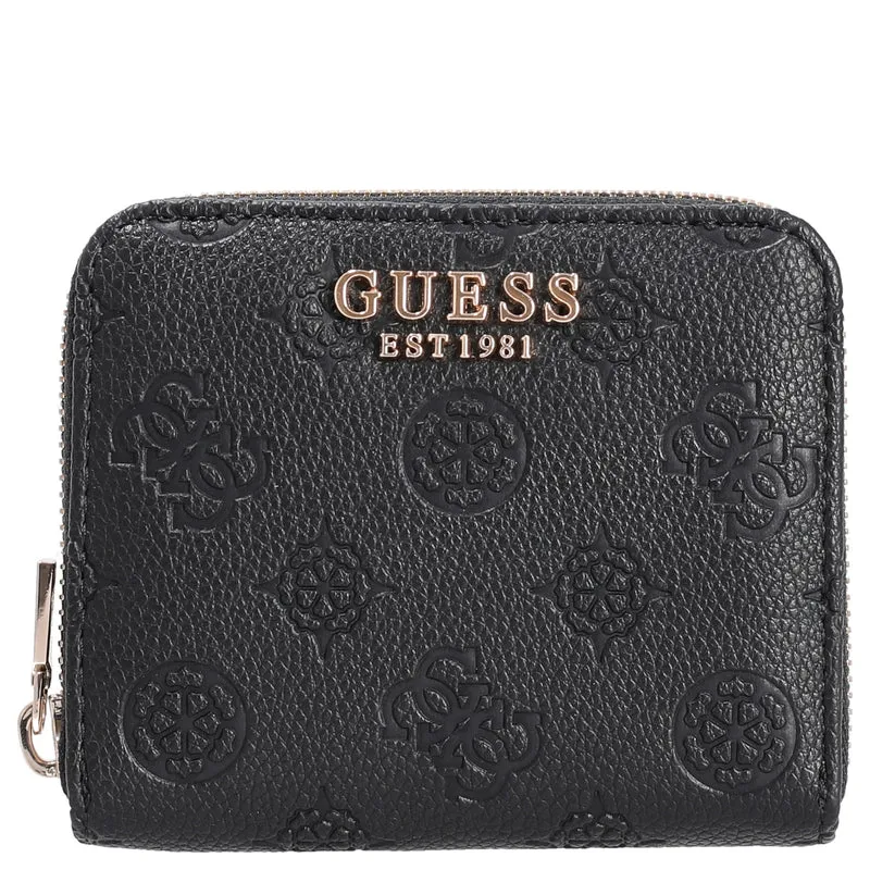 Guess Ella Logo SLG Small Zip - Cartera 4cc 11 cm (black logo)