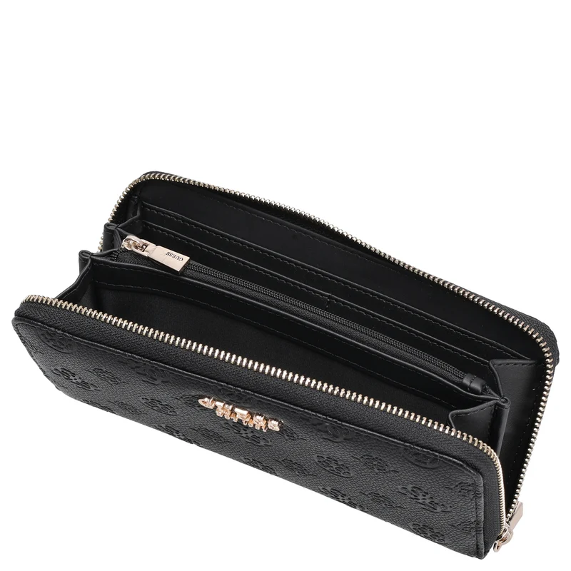 Guess Ella Logo SLG Large Zip - Cartera 12cc 20 cm (black logo)