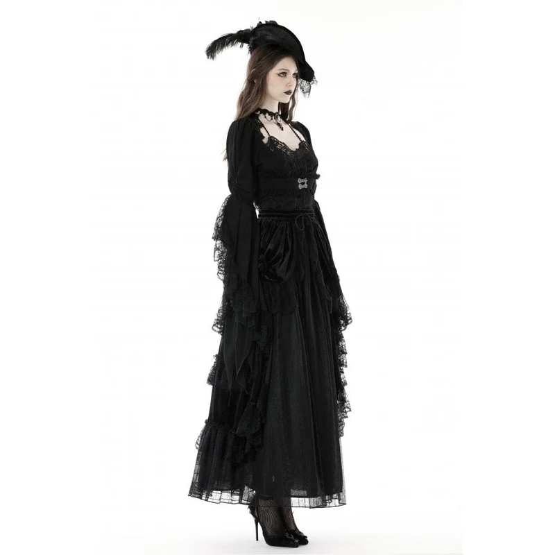 Gothic-Cape mit ausgestellten Ärmeln und Spitzenspleißen für Damen