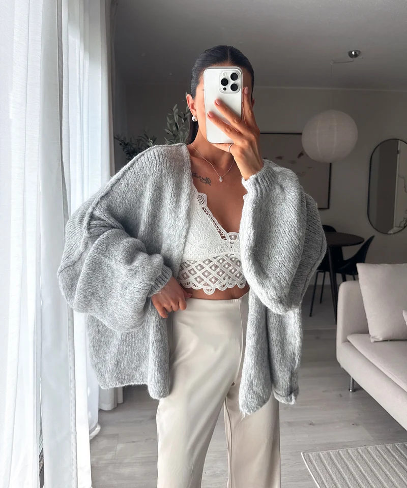 Cardigan Ray Hellgrau