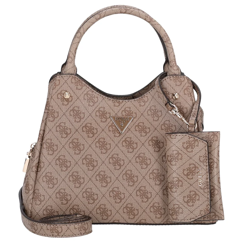 Guess Lorella Logo SM Tote - Bolso de mano 26 cm (latte logo)