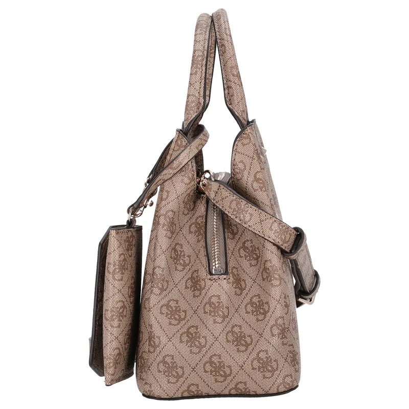 Guess Lorella Logo SM Tote - Bolso de mano 26 cm (latte logo)