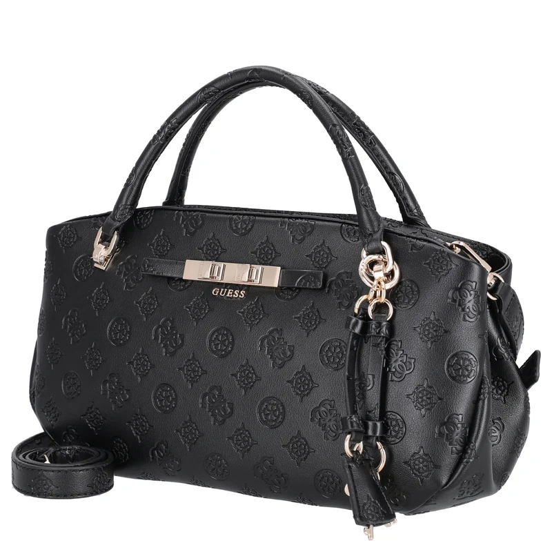 Guess Carmella 3 Comp Satchel - Bolso de mano 30 cm (black logo)