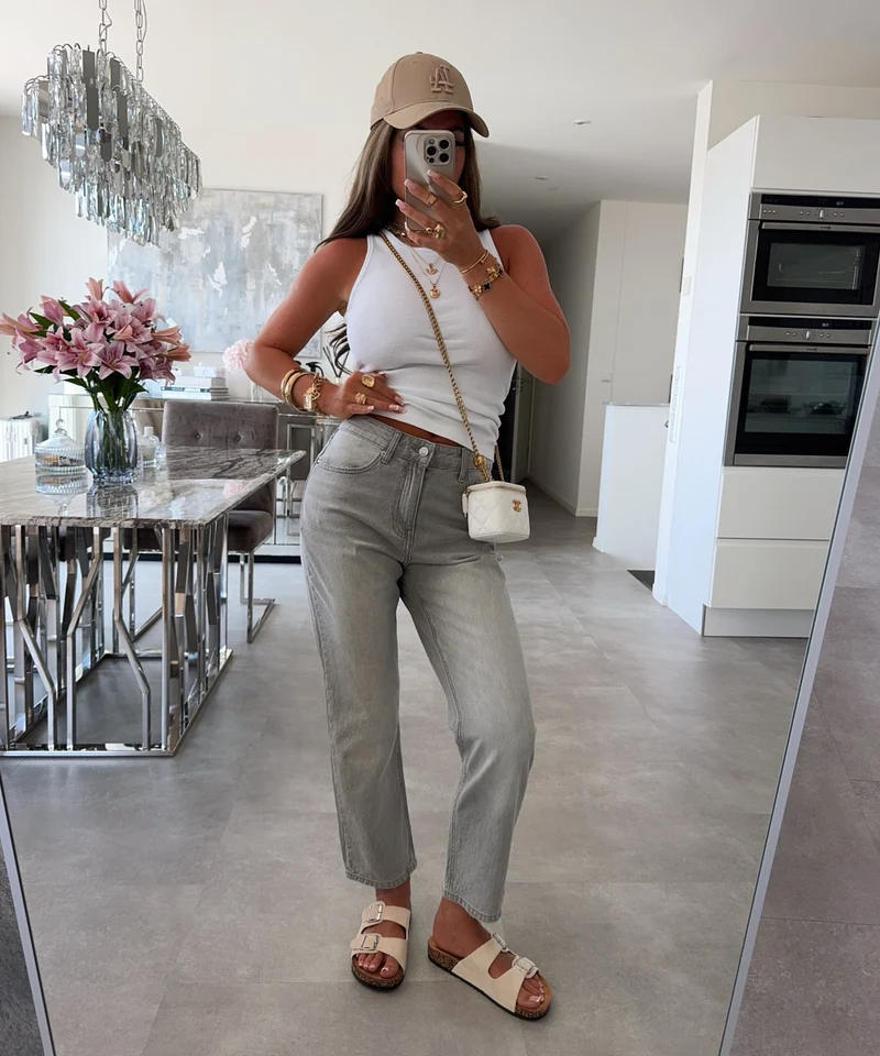 Stretch Mom Jeans Zula Grau