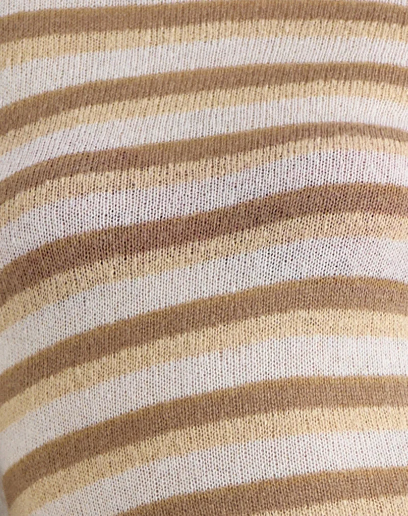 Jadie Langarm-Maxikleid aus Strick mit farblich abgestimmten Streifen