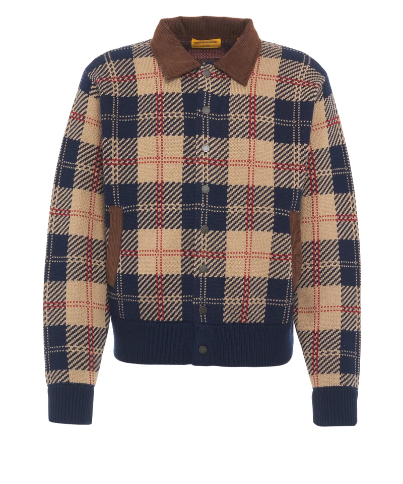 Cardigan con colletto in velluto a coste