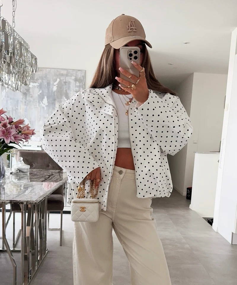 Polka Dots Jacke Pia Weiß