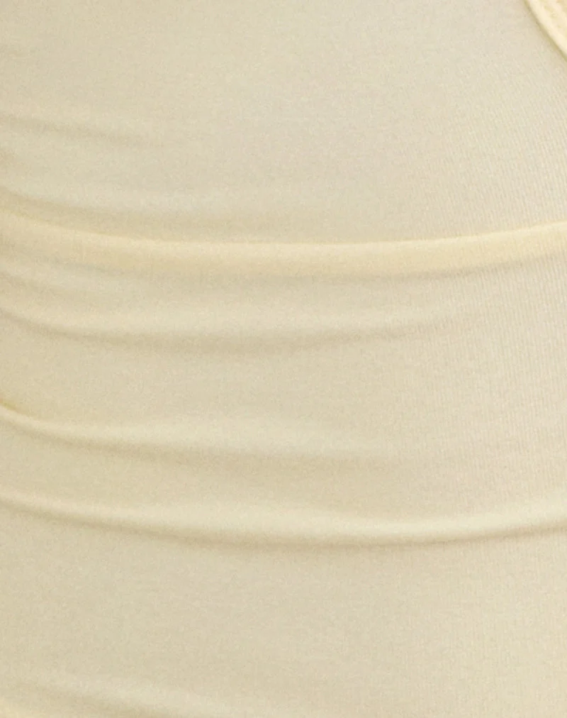 Mioto-Top mit Schlüssellochausschnitt, Neckholder-Ausschnitt und Nieten aus Rayon in der Farbe „Lemon“