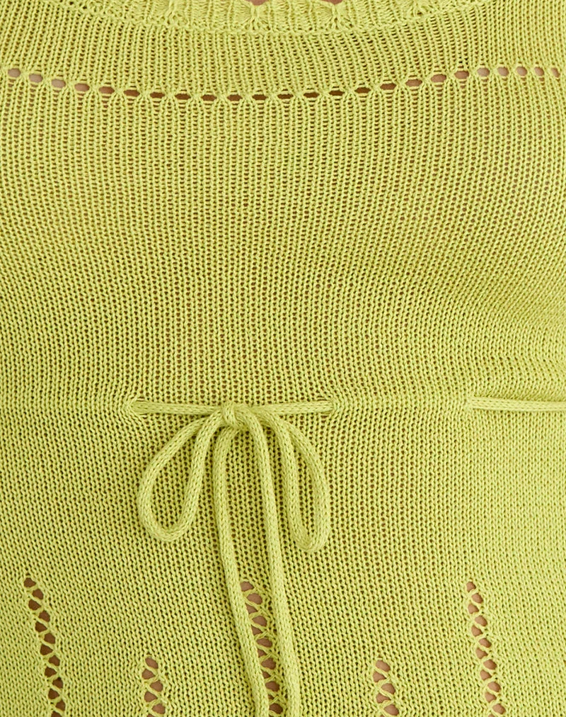 Domas-Top mit Bindeband aus Strick in der Farbe „Lemongrass“