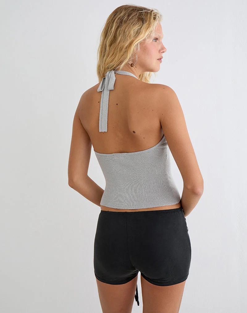 Mirelda-Trägerhemd in Lurex-Silber