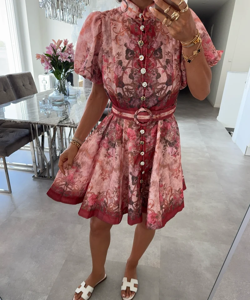 Baumwoll-Leinen-Kleid Sasa Rot
