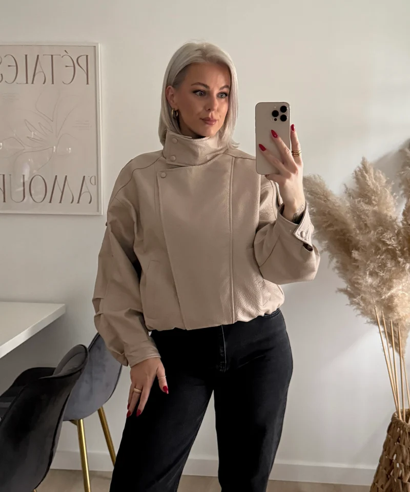 Kunstleder Jacke Rina Beige