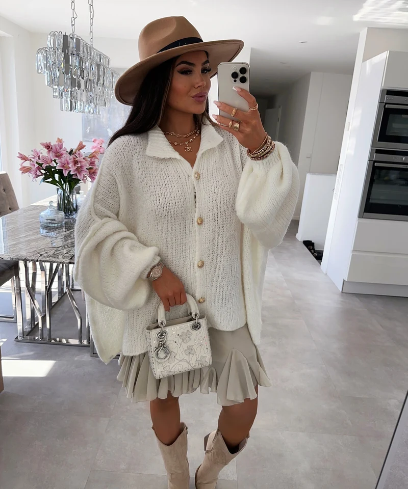 Oversize Strickjacke Jalsien Weiß