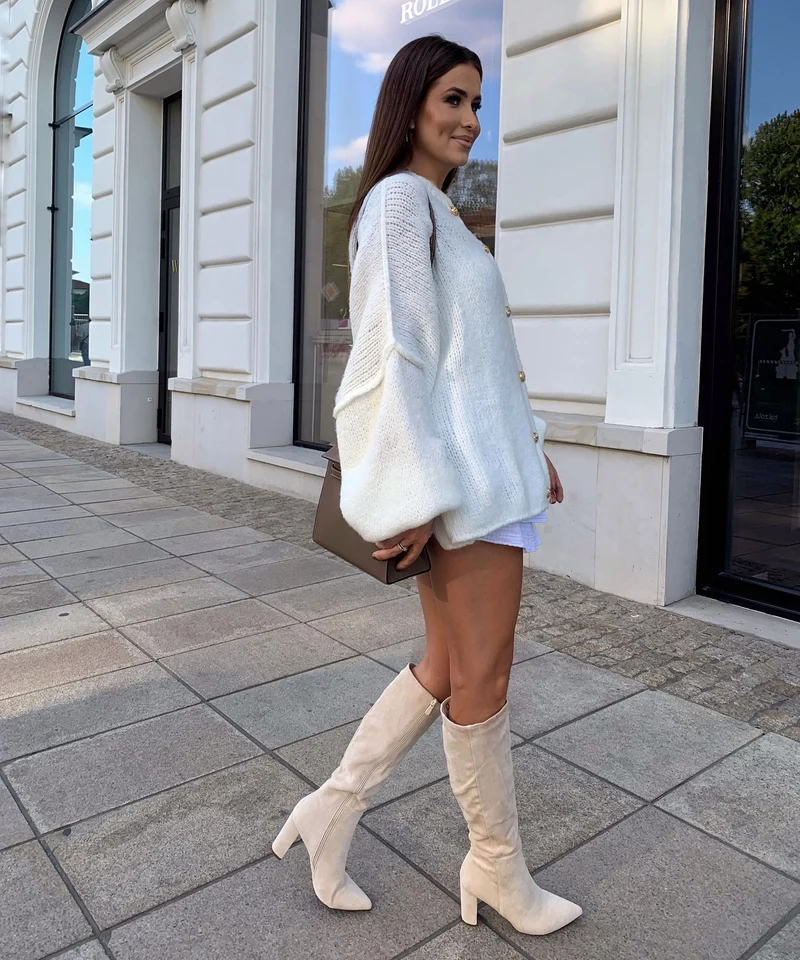 Oversize Strickjacke Jalsien Weiß