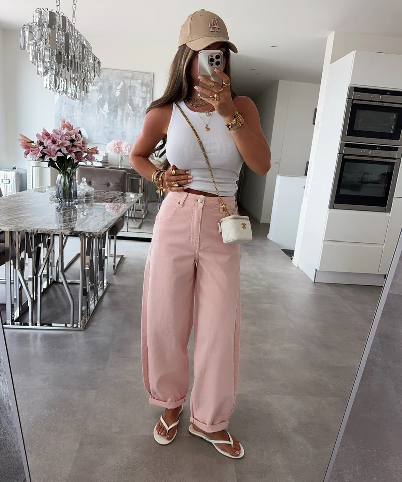 Stretch Balloon Jeans Aleno Rosa