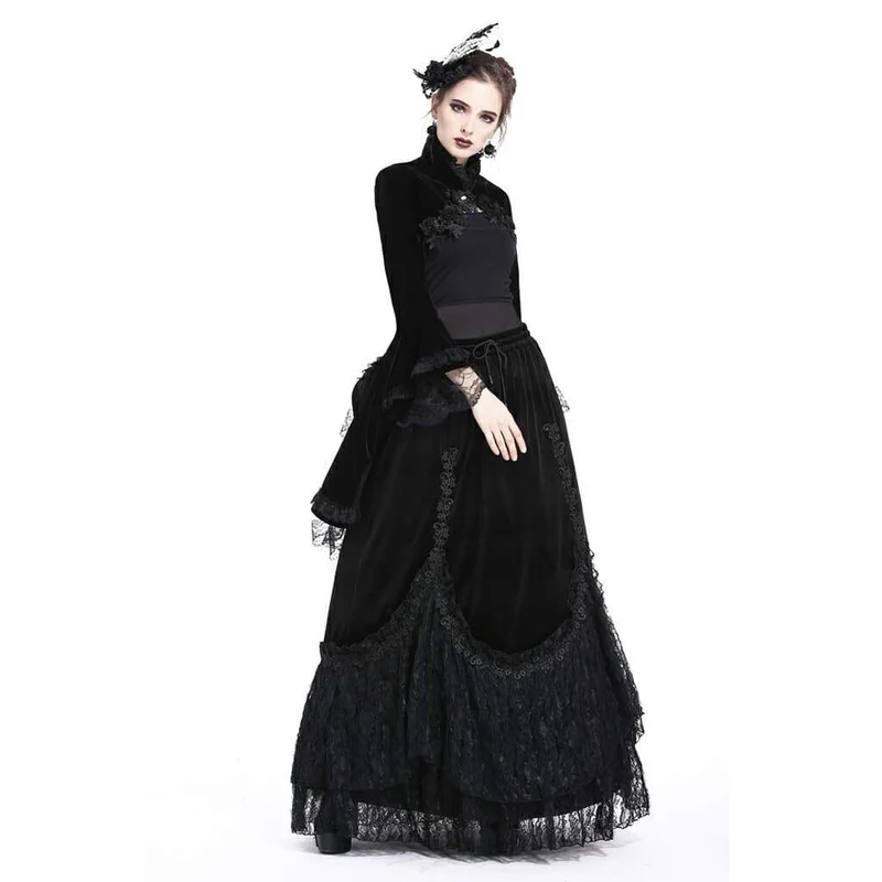 Damen Rosette Velour Goth Cape